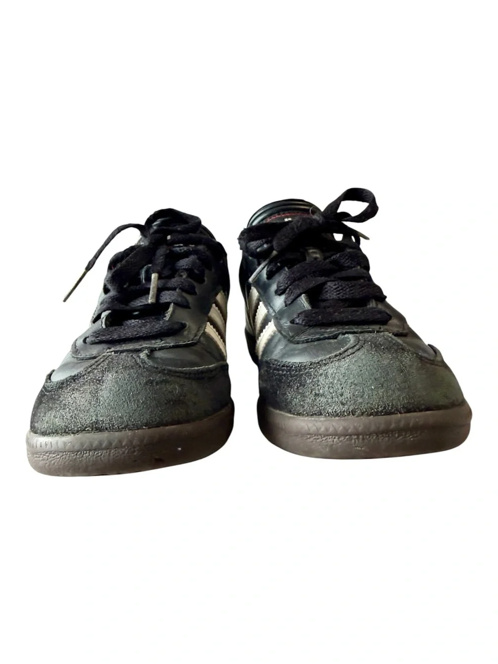 Adidas Black Samba Sneakers Boys Sz 1 Shoes Classic Three-Stripe Gum Sole